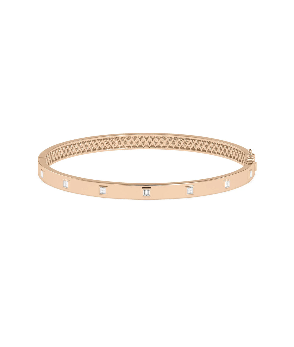 Diamond Station Bangle - 79e | Everyday 14K Gold Jewelry