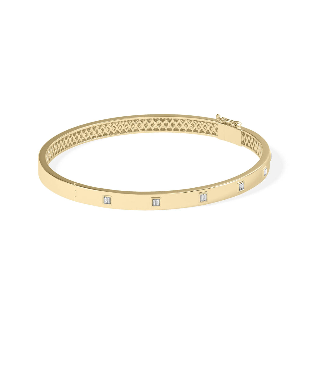 Diamond Station Bangle - 79e | Everyday 14K Gold Jewelry