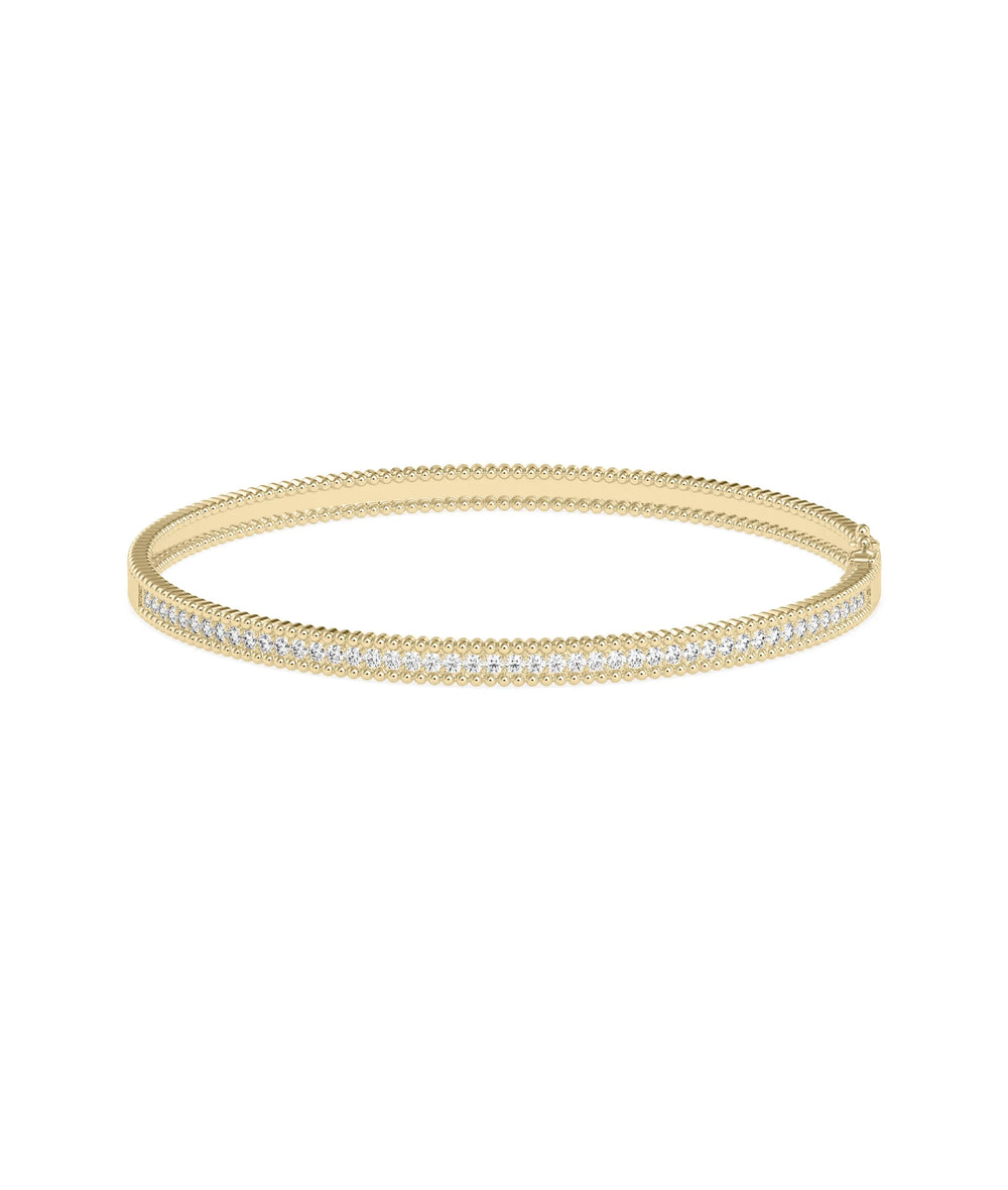 Diamond Beaded Channel Design Bangle - 79e | Everyday 14K Gold Jewelry