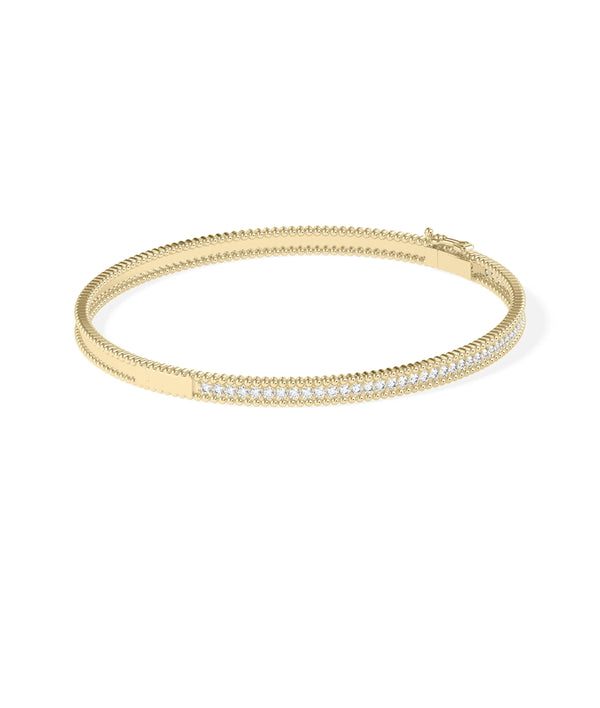 Diamond Beaded Channel Design Bangle - 79e | Everyday 14K Gold Jewelry alternate view