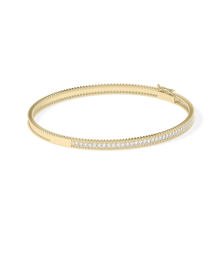 Diamond Beaded Channel Design Bangle - 79e | Everyday 14K Gold Jewelry