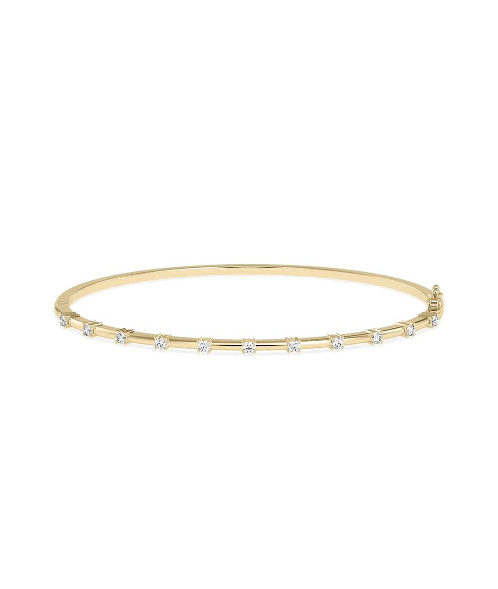 Diamond Station Bangle - 79e | Everyday 14K Gold Jewelry