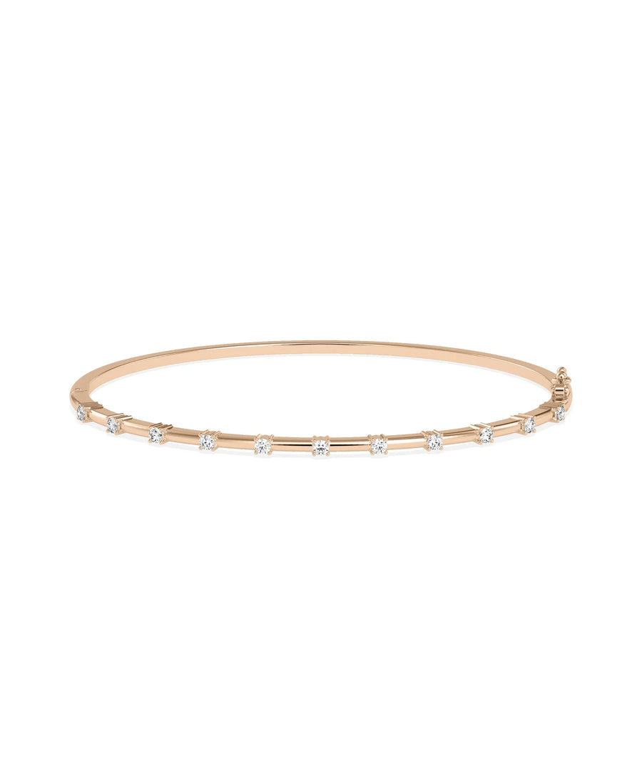 Diamond Station Bangle - 79e | Everyday 14K Gold Jewelry