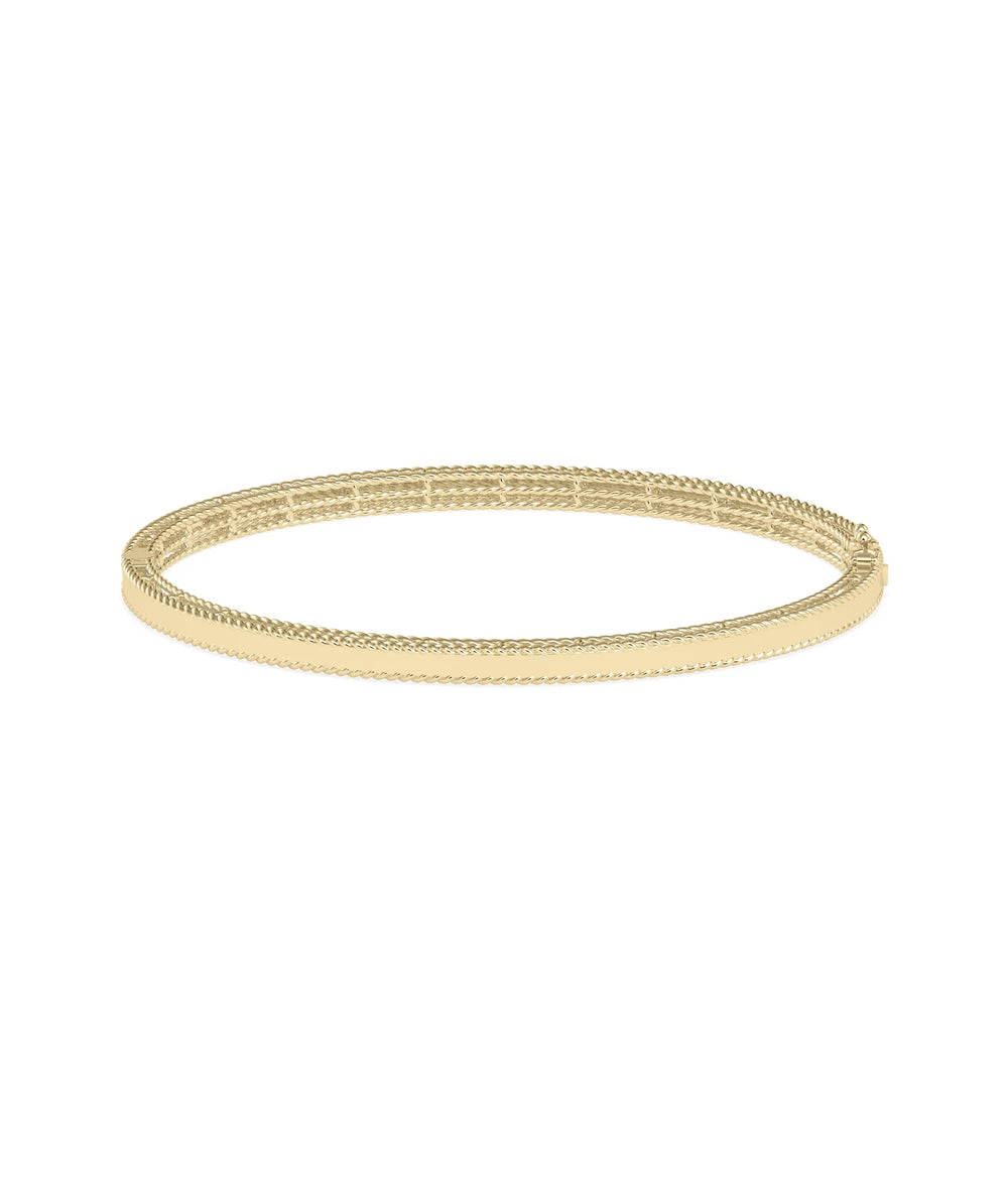 Flat Gold Bangle with Rope Edges - 79e | Everyday 14K Gold Jewelry