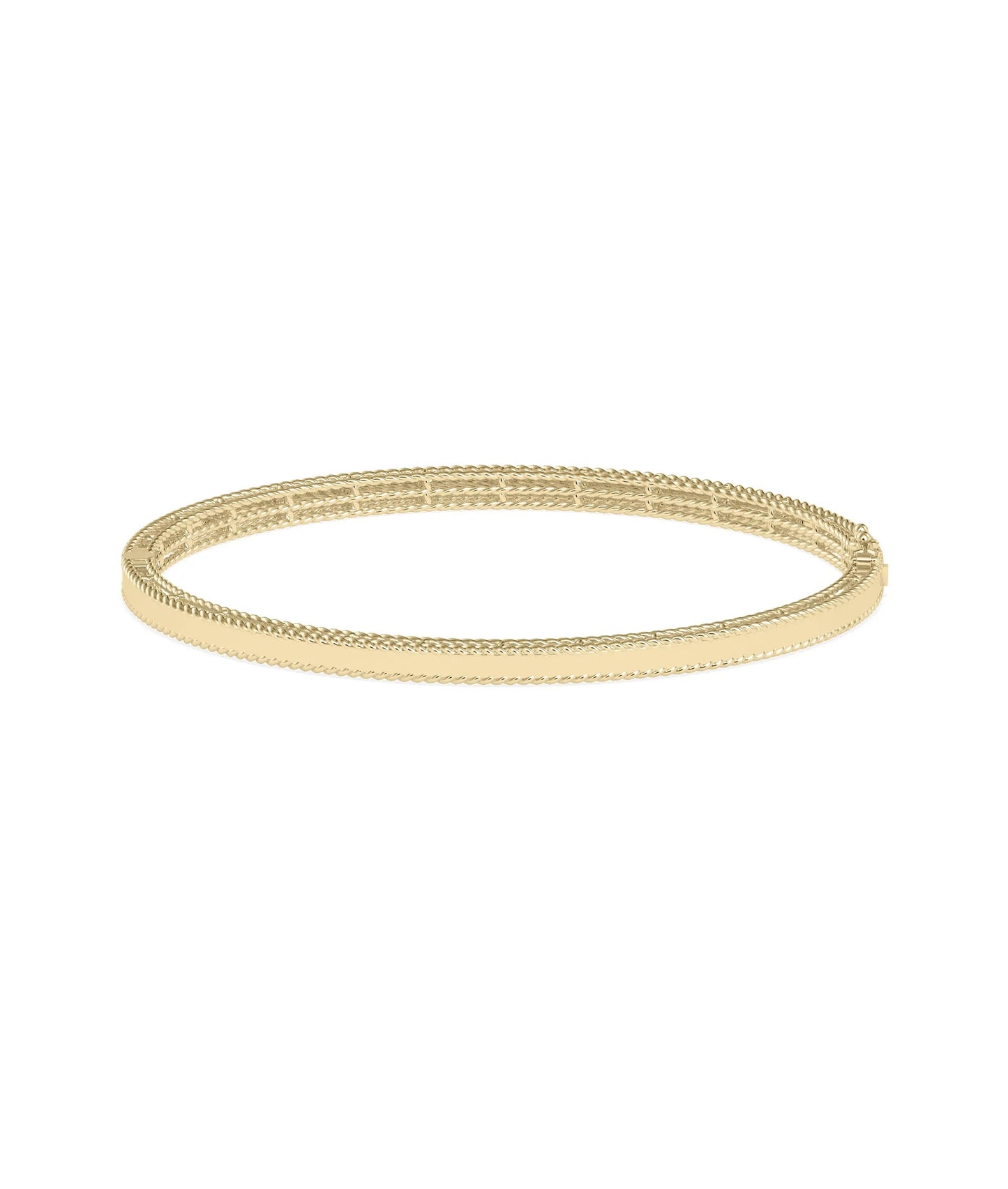 Flat Gold Bangle with Rope Edges - 79e | Everyday 14K Gold Jewelry