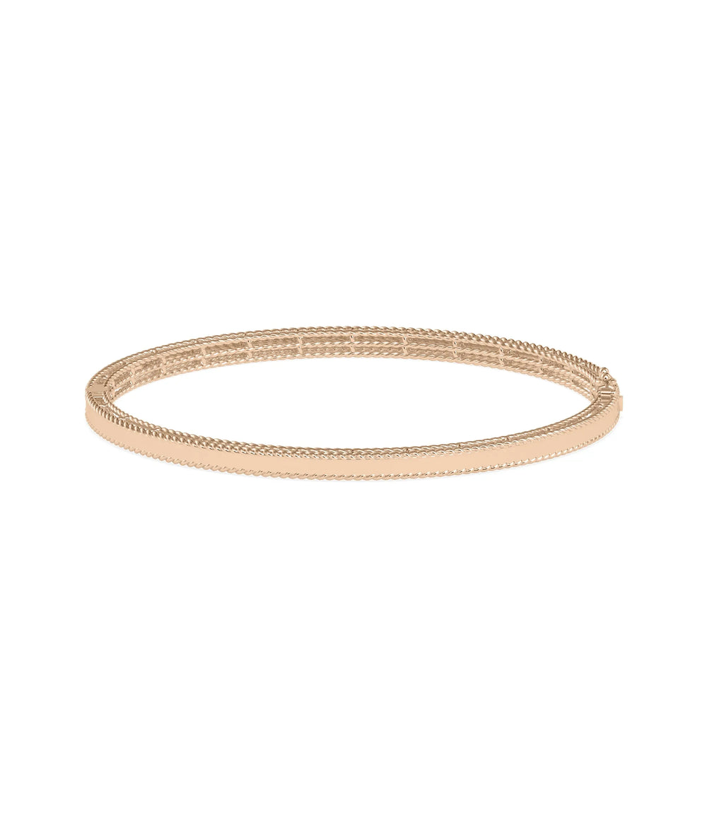 Flat Gold Bangle with Rope Edges - 79e | Everyday 14K Gold Jewelry