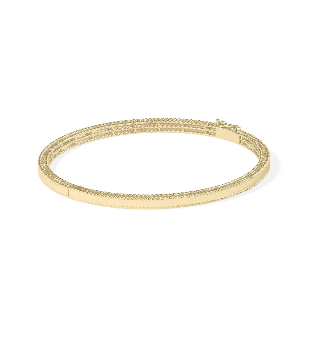 Flat Gold Bangle with Rope Edges - 79e | Everyday 14K Gold Jewelry