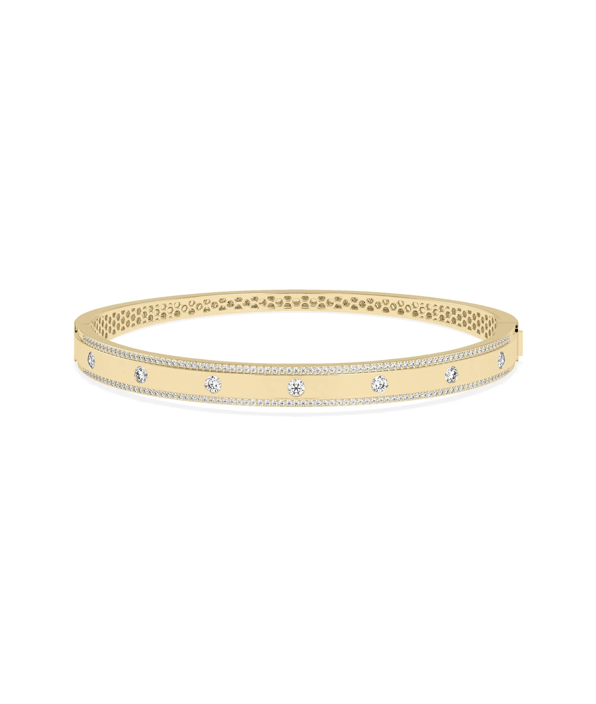 Diamond Station Bangle - 79e | Everyday 14K Gold Jewelry
