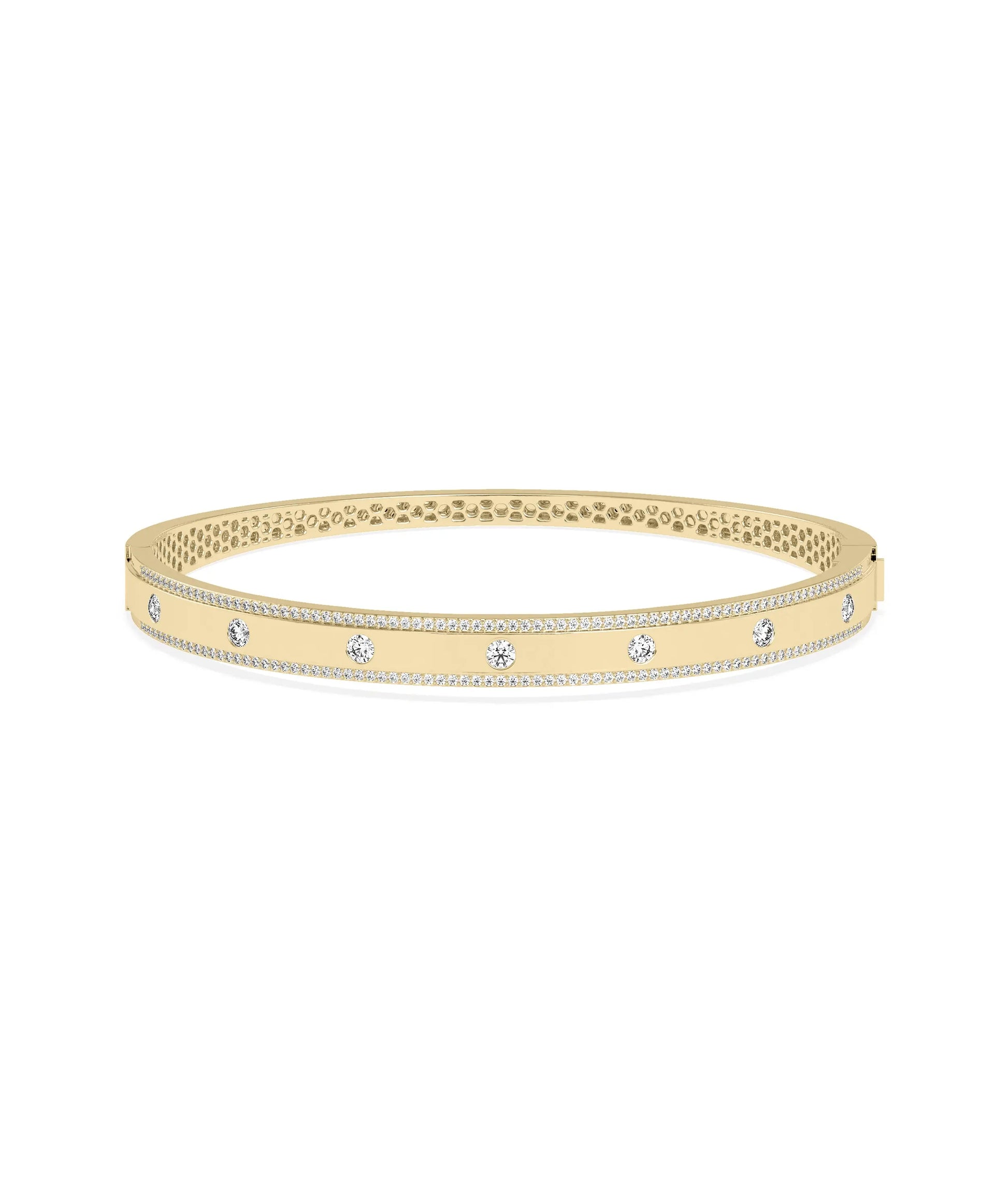 Diamond Station Bangle - 79e | Everyday 14K Gold Jewelry
