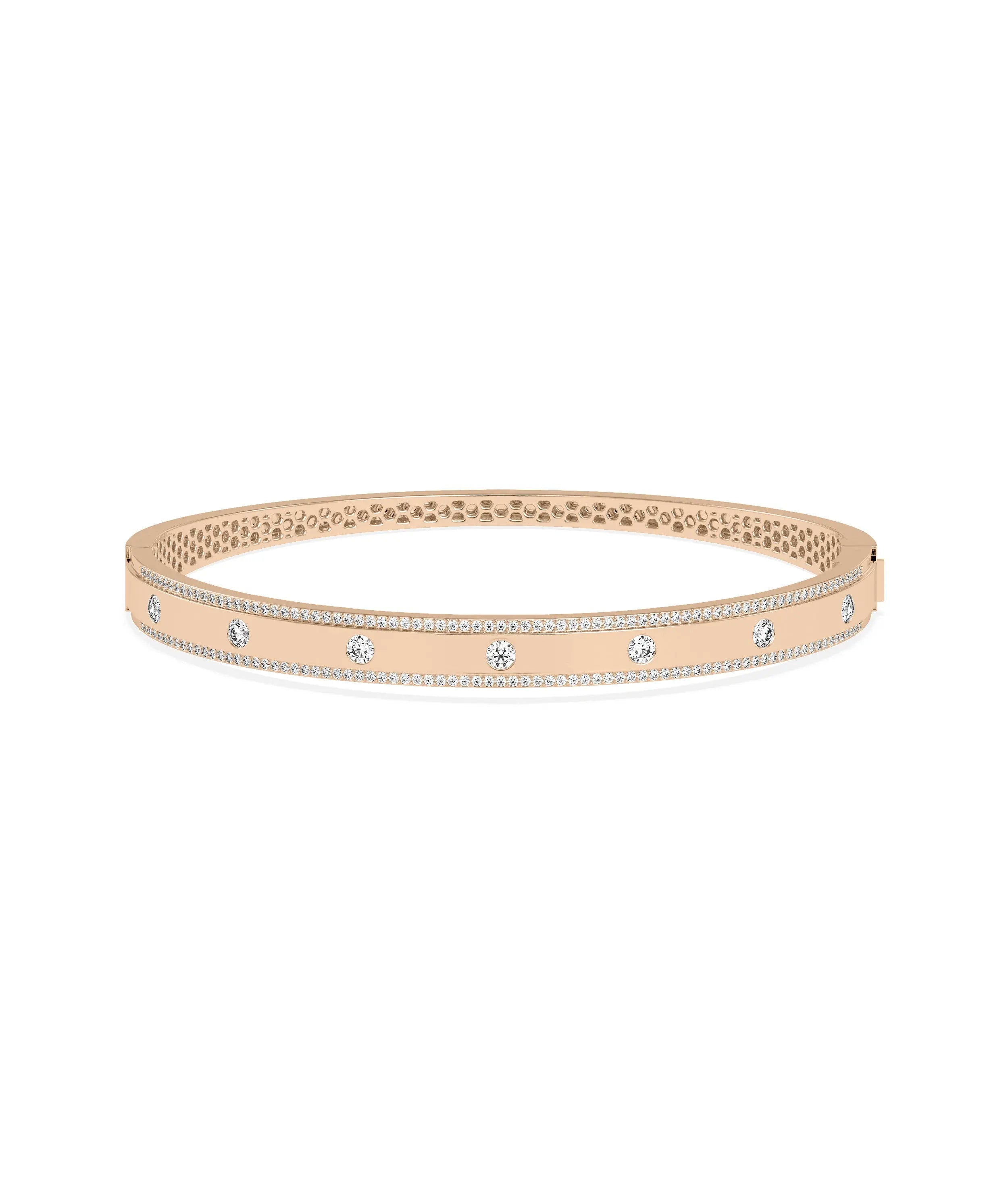 Diamond Station Bangle - 79e | Everyday 14K Gold Jewelry