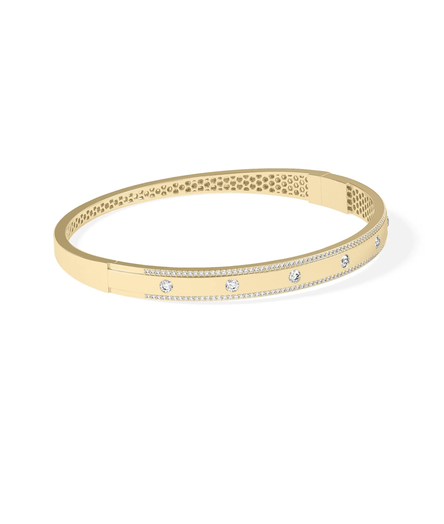 Diamond Station Bangle - 79e | Everyday 14K Gold Jewelry