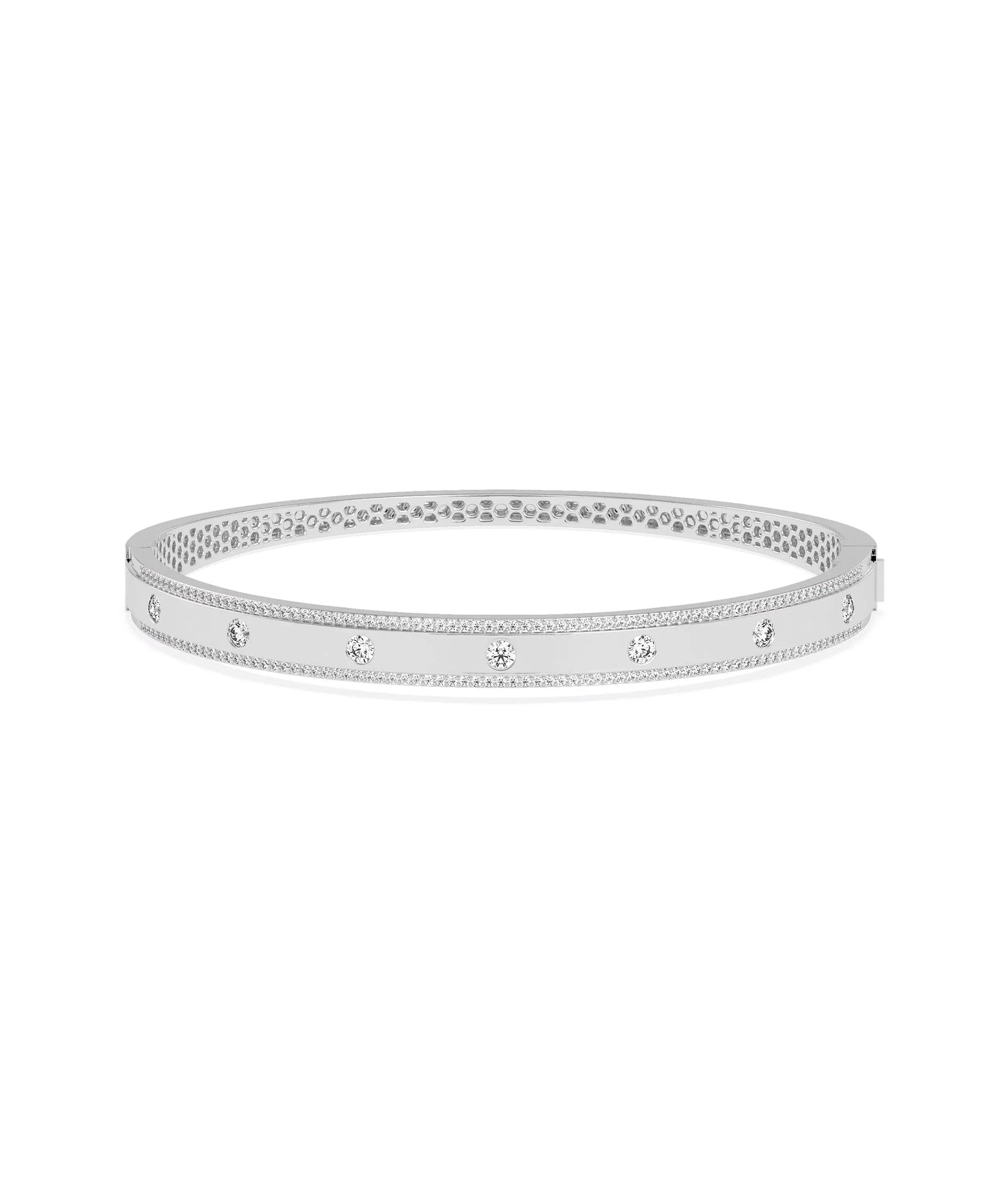 Diamond Station Bangle - 79e | Everyday 14K Gold Jewelry