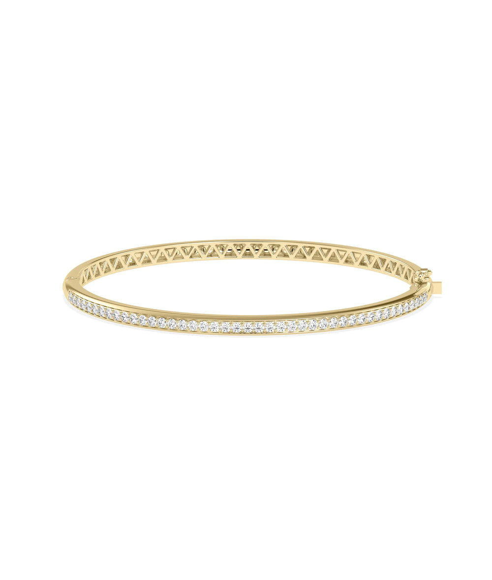 Diamond Straight Line Bangle - 79e | Everyday 14K Gold Jewelry