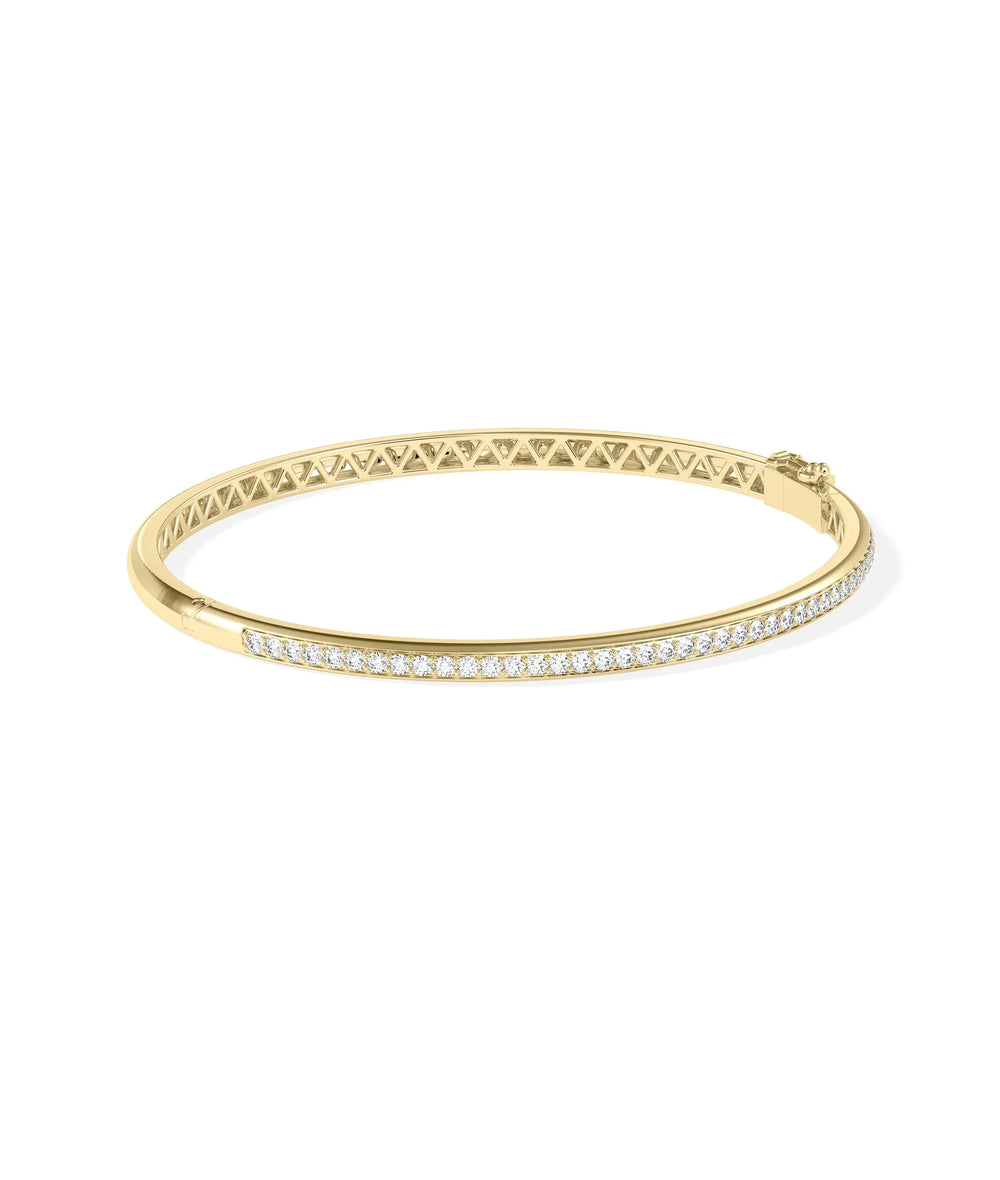 Diamond Straight Line Bangle - 79e | Everyday 14K Gold Jewelry