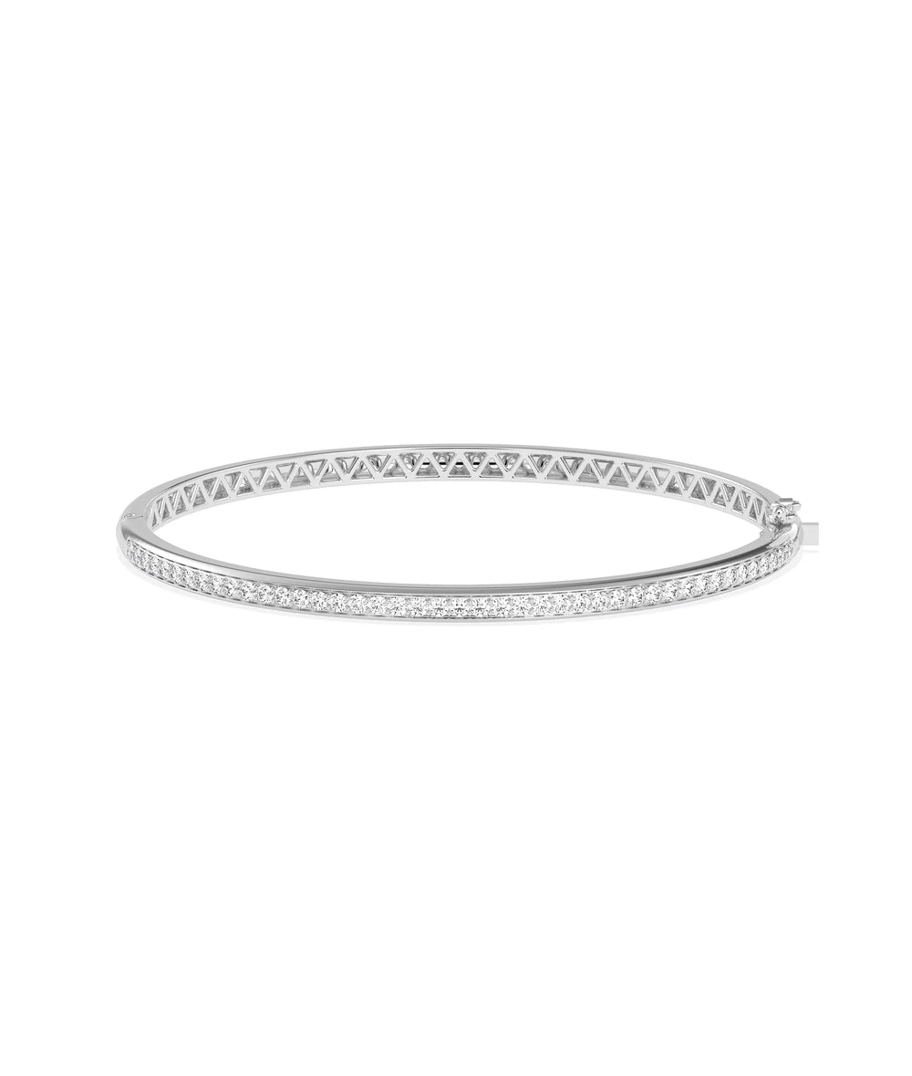 Diamond Straight Line Bangle - 79e | Everyday 14K Gold Jewelry