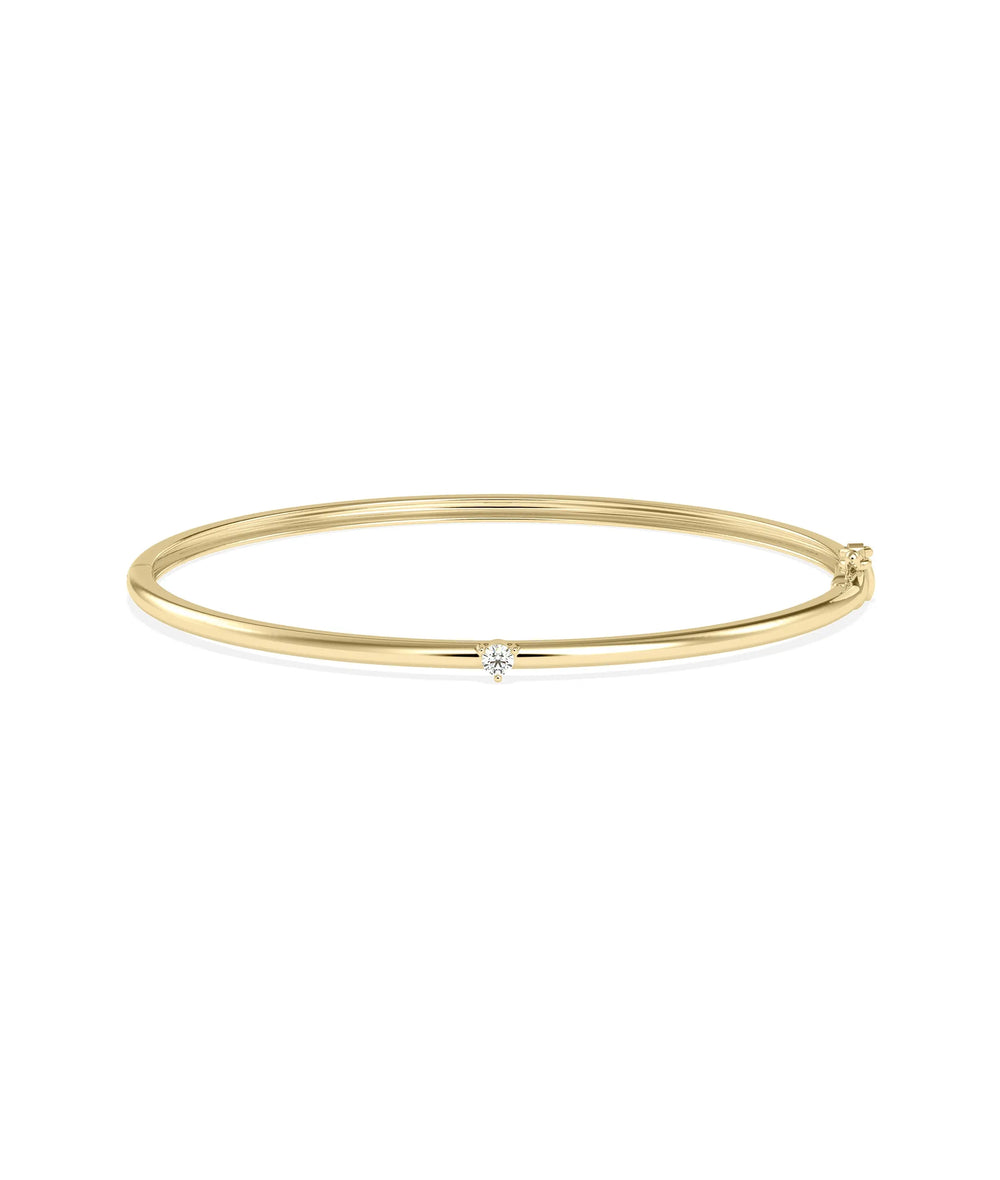 Diamond Petite Solitaire Bangle - 79e | Everyday 14K Gold Jewelry