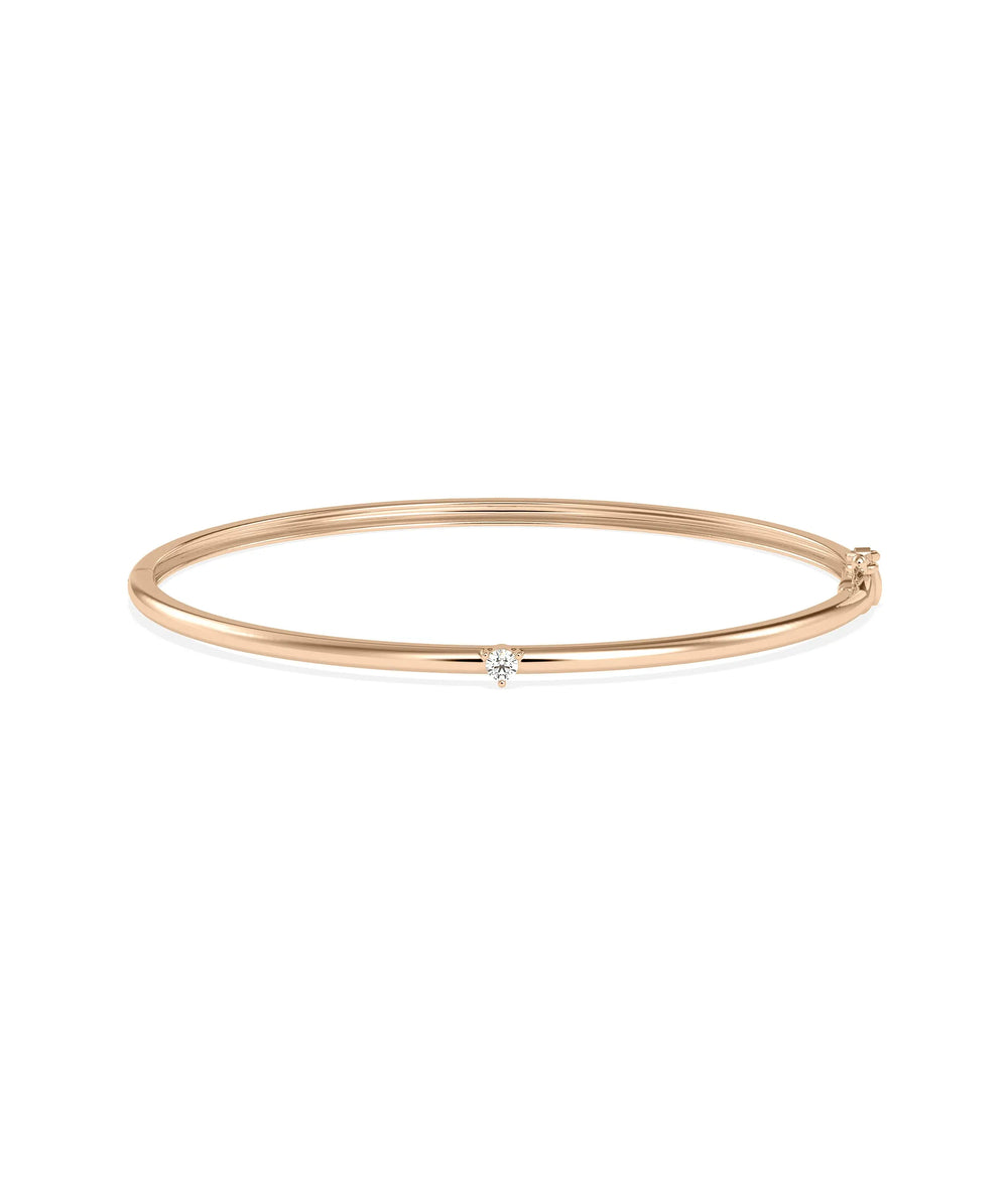 Diamond Petite Solitaire Bangle - 79e | Everyday 14K Gold Jewelry