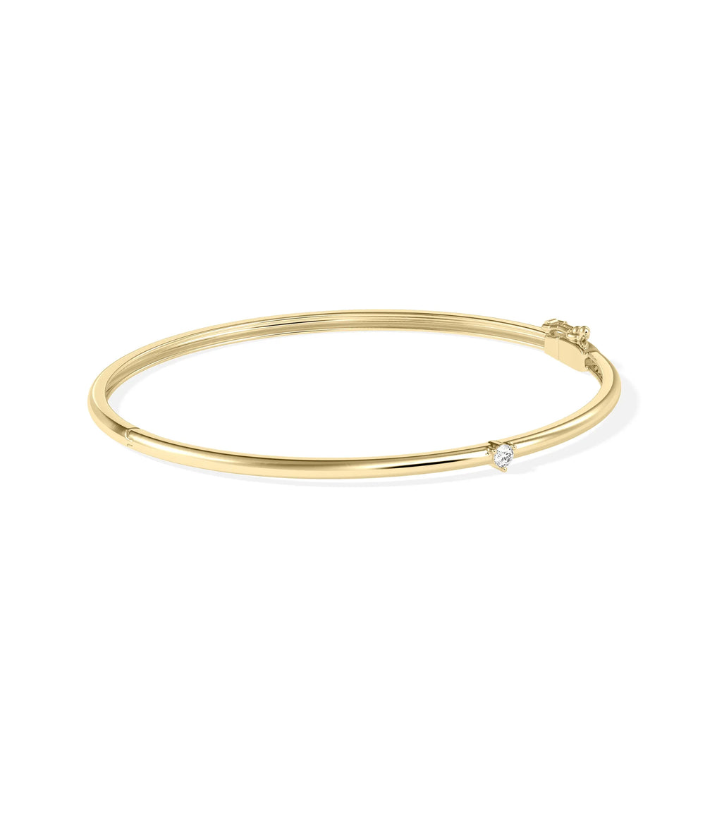 Diamond Petite Solitaire Bangle - 79e | Everyday 14K Gold Jewelry