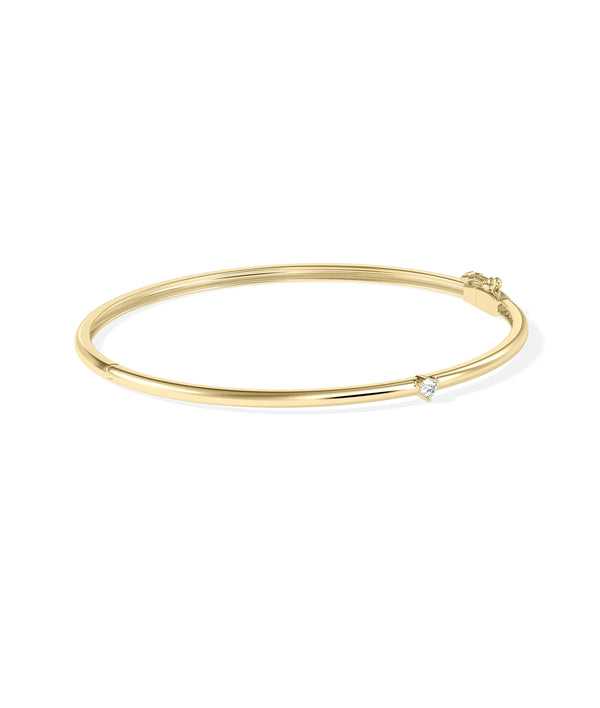 Diamond Petite Solitaire Bangle - 79e | Everyday 14K Gold Jewelry alternate view