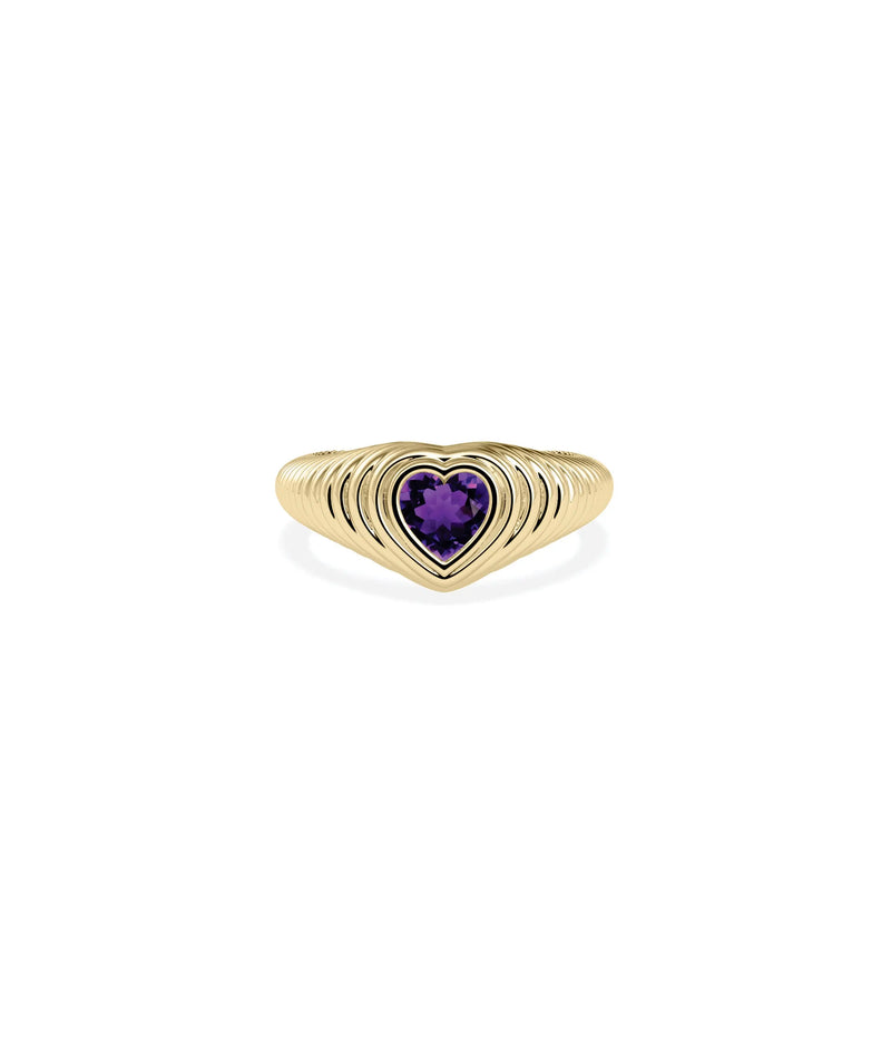 Birthstone Heart Fluted Ring - 79e | Everyday 14K Gold Jewelry