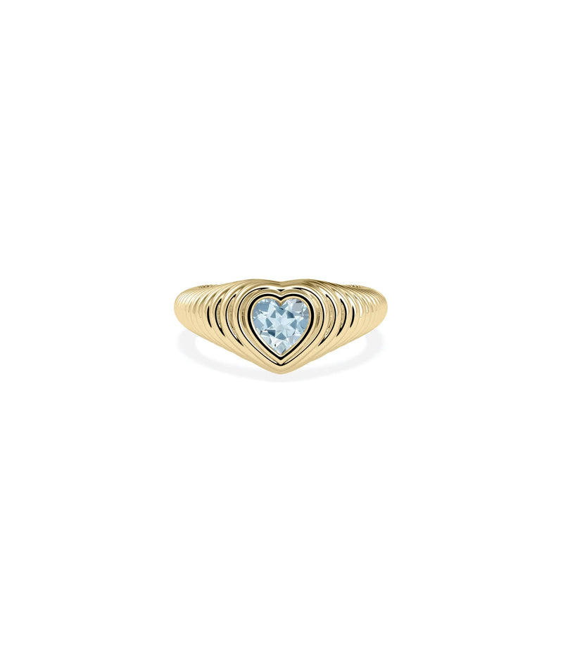 Birthstone Heart Fluted Ring - 79e | Everyday 14K Gold Jewelry