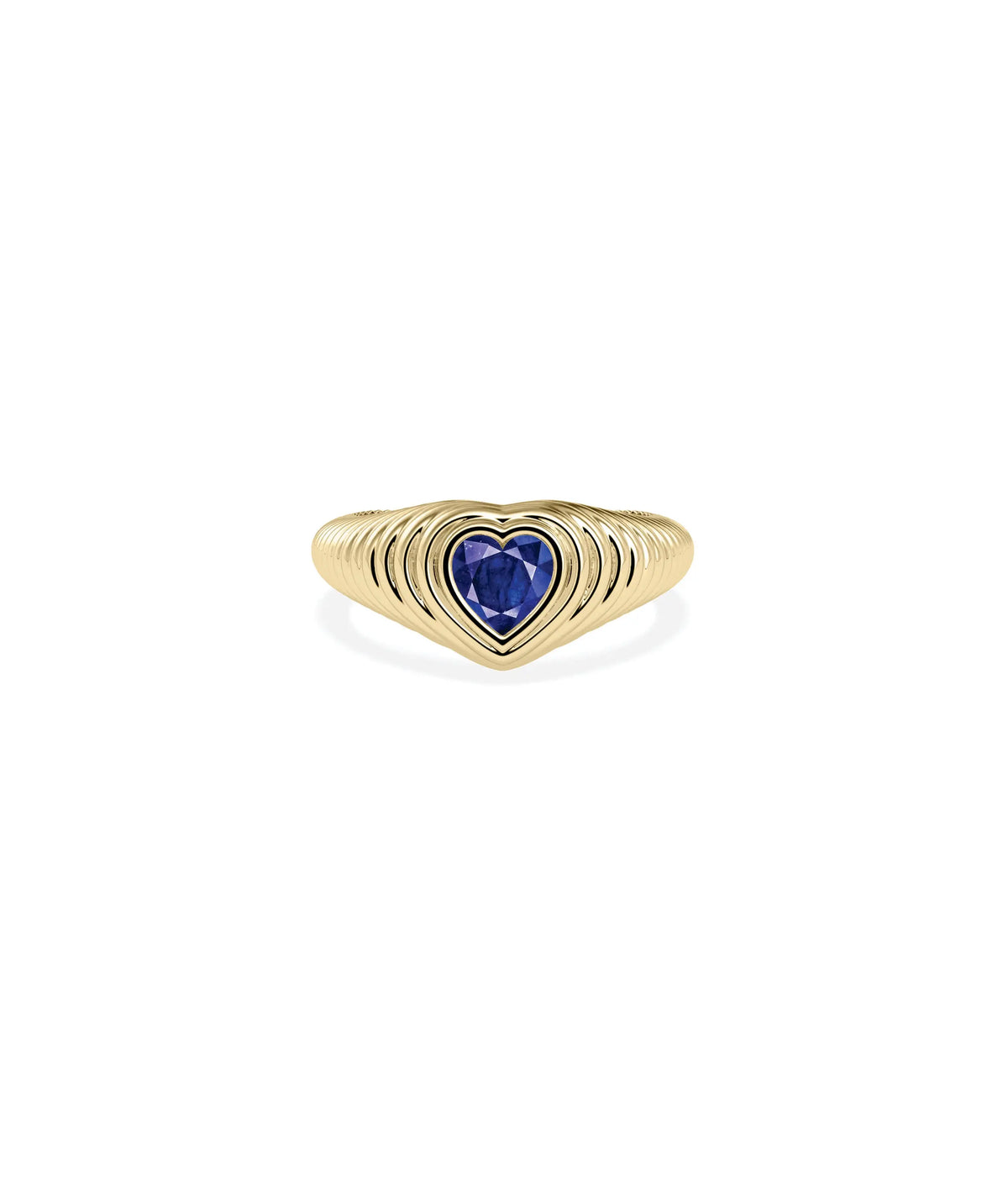 Birthstone Heart Fluted Ring - 79e | Everyday 14K Gold Jewelry