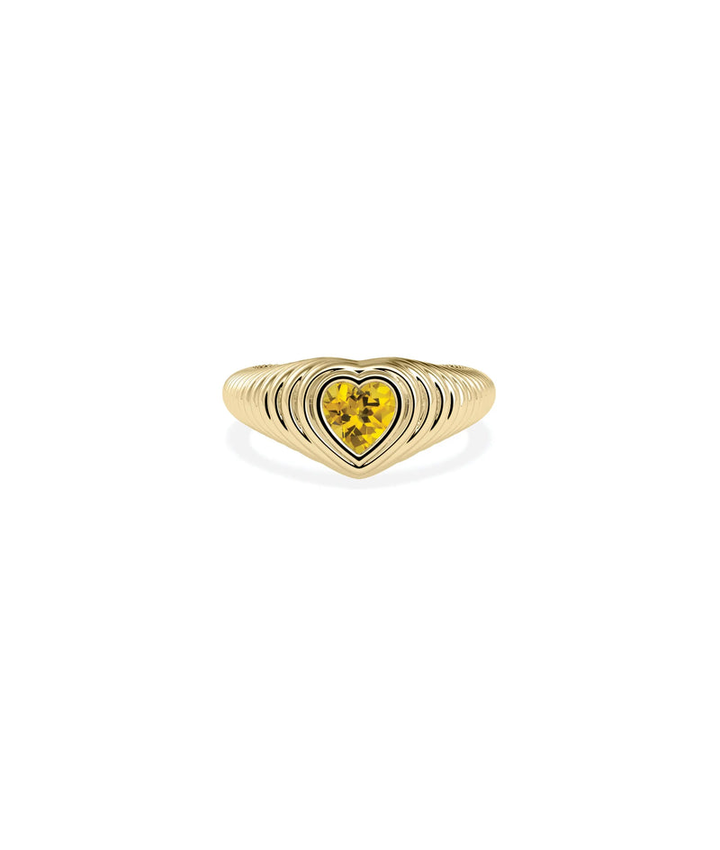 Birthstone Heart Fluted Ring - 79e | Everyday 14K Gold Jewelry