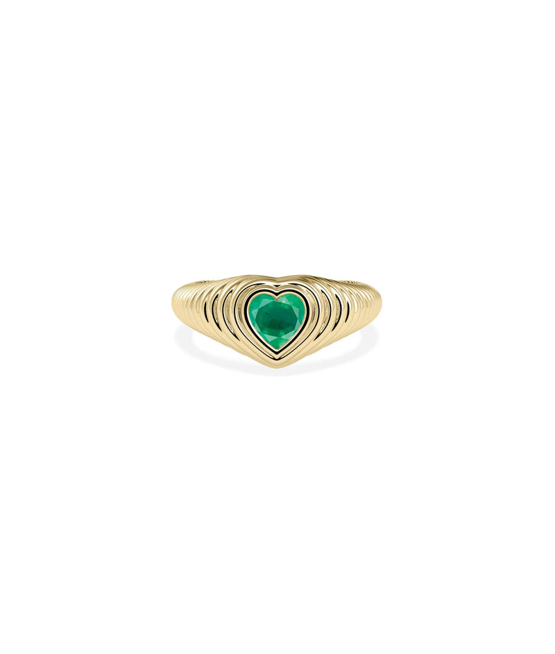 Birthstone Heart Fluted Ring - 79e | Everyday 14K Gold Jewelry