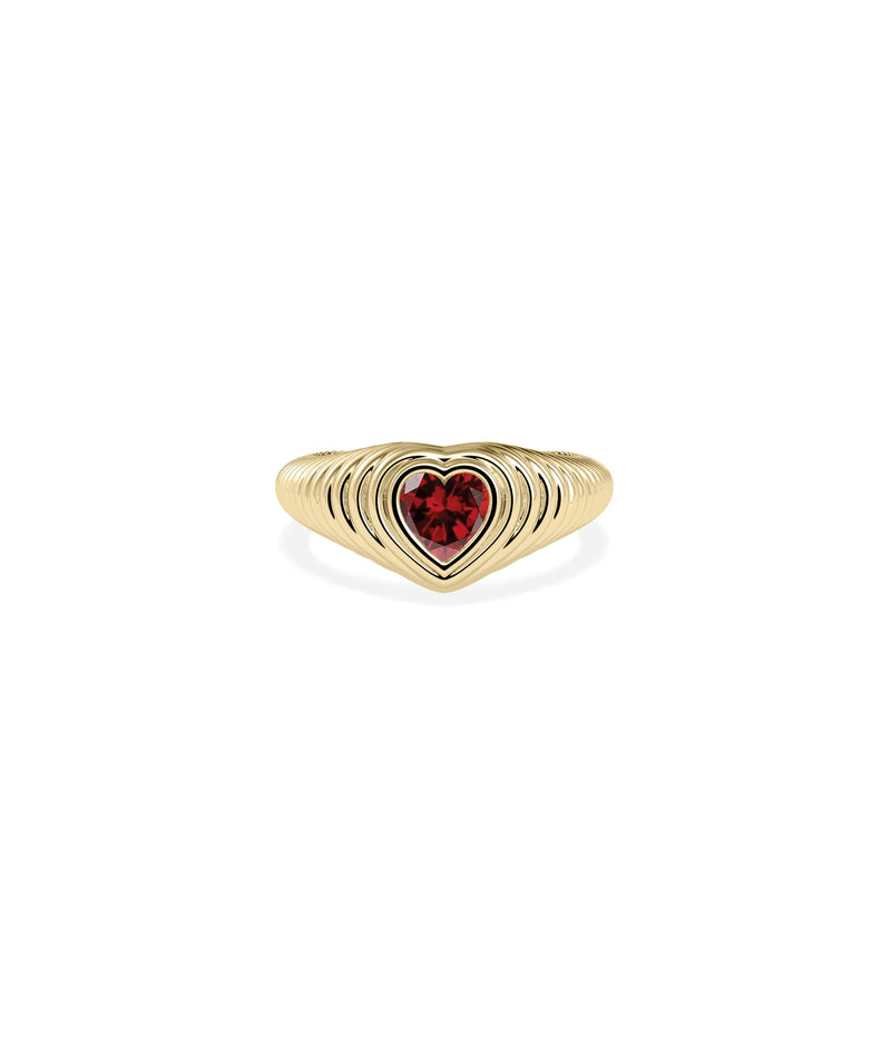Birthstone Heart Fluted Ring - 79e | Everyday 14K Gold Jewelry