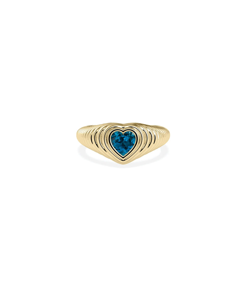 Birthstone Heart Fluted Ring - 79e | Everyday 14K Gold Jewelry