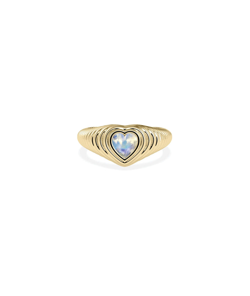 Birthstone Heart Fluted Ring - 79e | Everyday 14K Gold Jewelry
