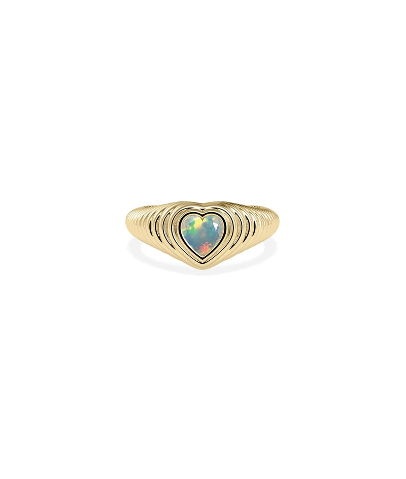 Birthstone Heart Fluted Ring - 79e | Everyday 14K Gold Jewelry