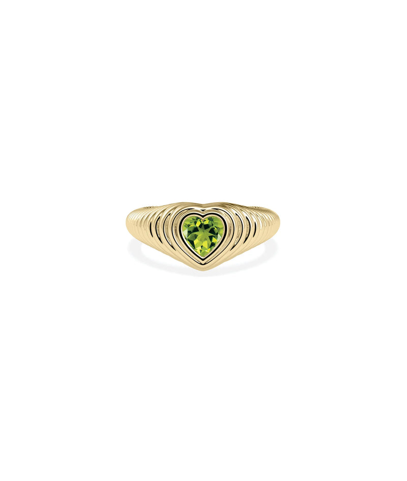 Birthstone Heart Fluted Ring - 79e | Everyday 14K Gold Jewelry