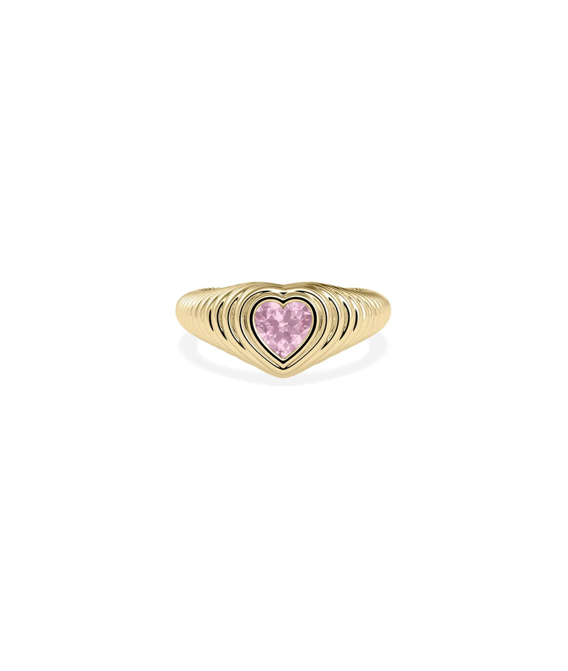 Birthstone Heart Fluted Ring - 79e | Everyday 14K Gold Jewelry