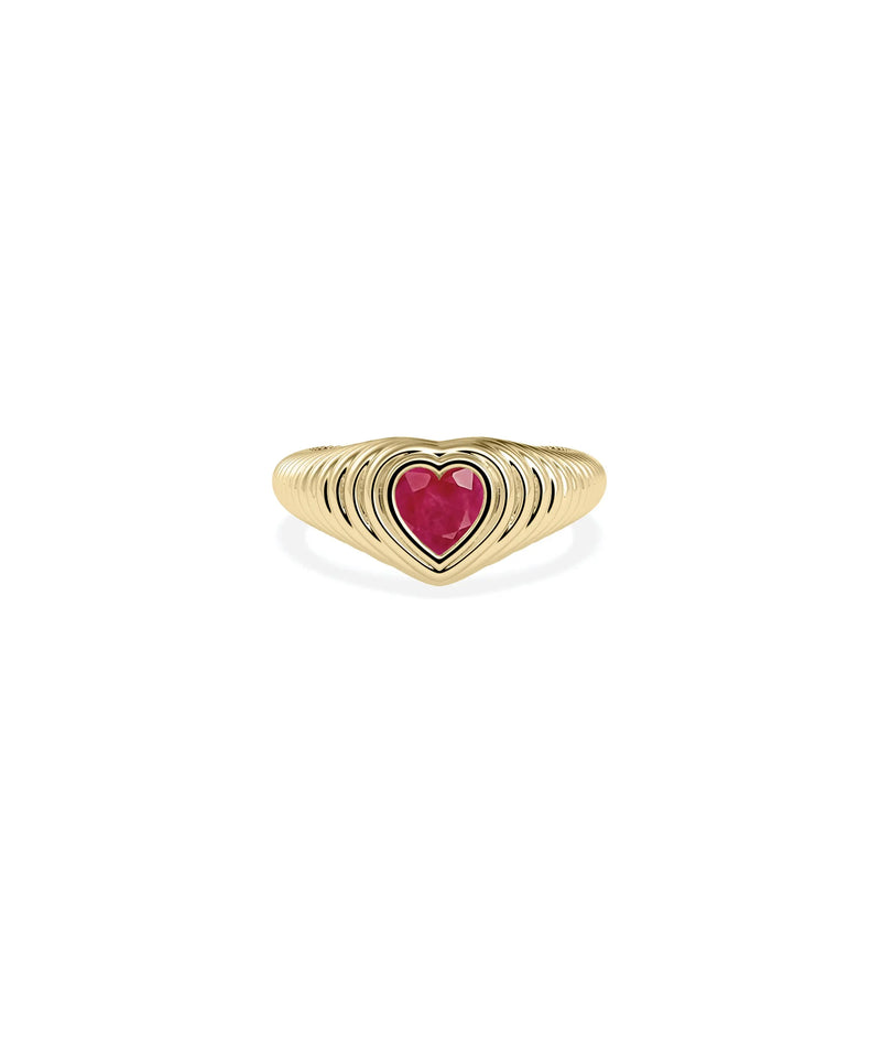 Birthstone Heart Fluted Ring - 79e | Everyday 14K Gold Jewelry