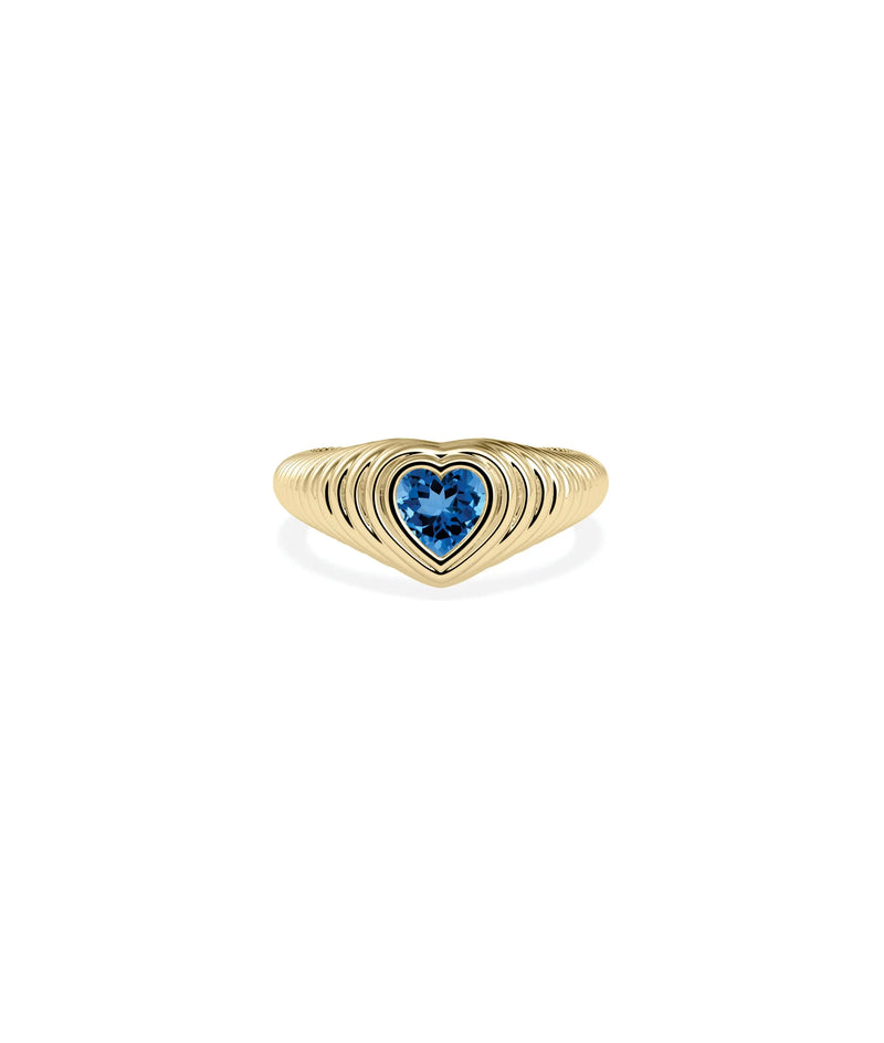 Birthstone Heart Fluted Ring - 79e | Everyday 14K Gold Jewelry
