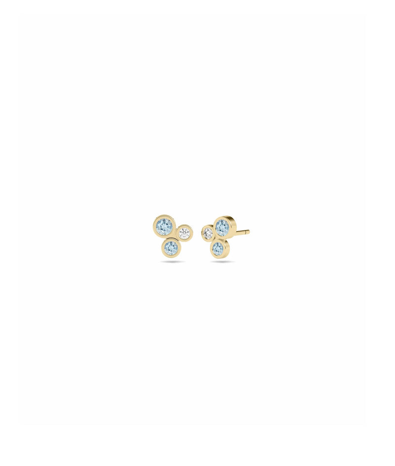 Birthstone and Diamond Cluster Stud Earring - 79e | Everyday 14K Gold Jewelry
