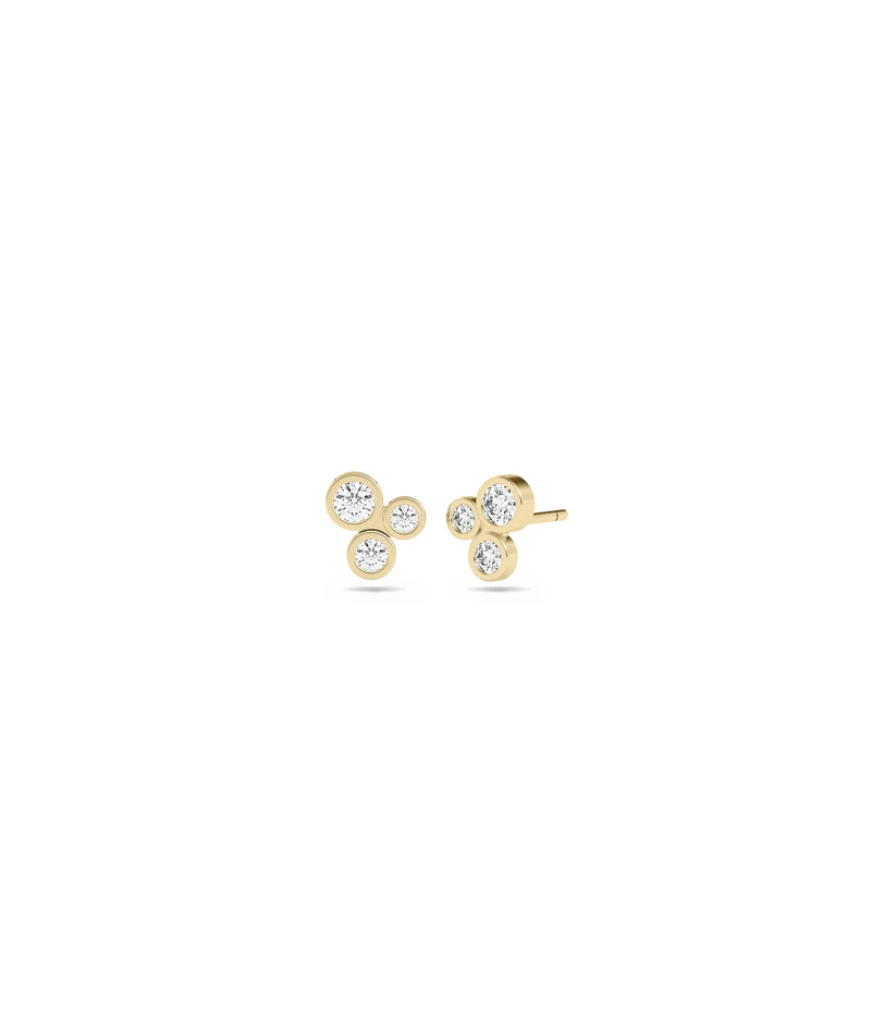 Birthstone and Diamond Cluster Stud Earring - 79e | Everyday 14K Gold Jewelry