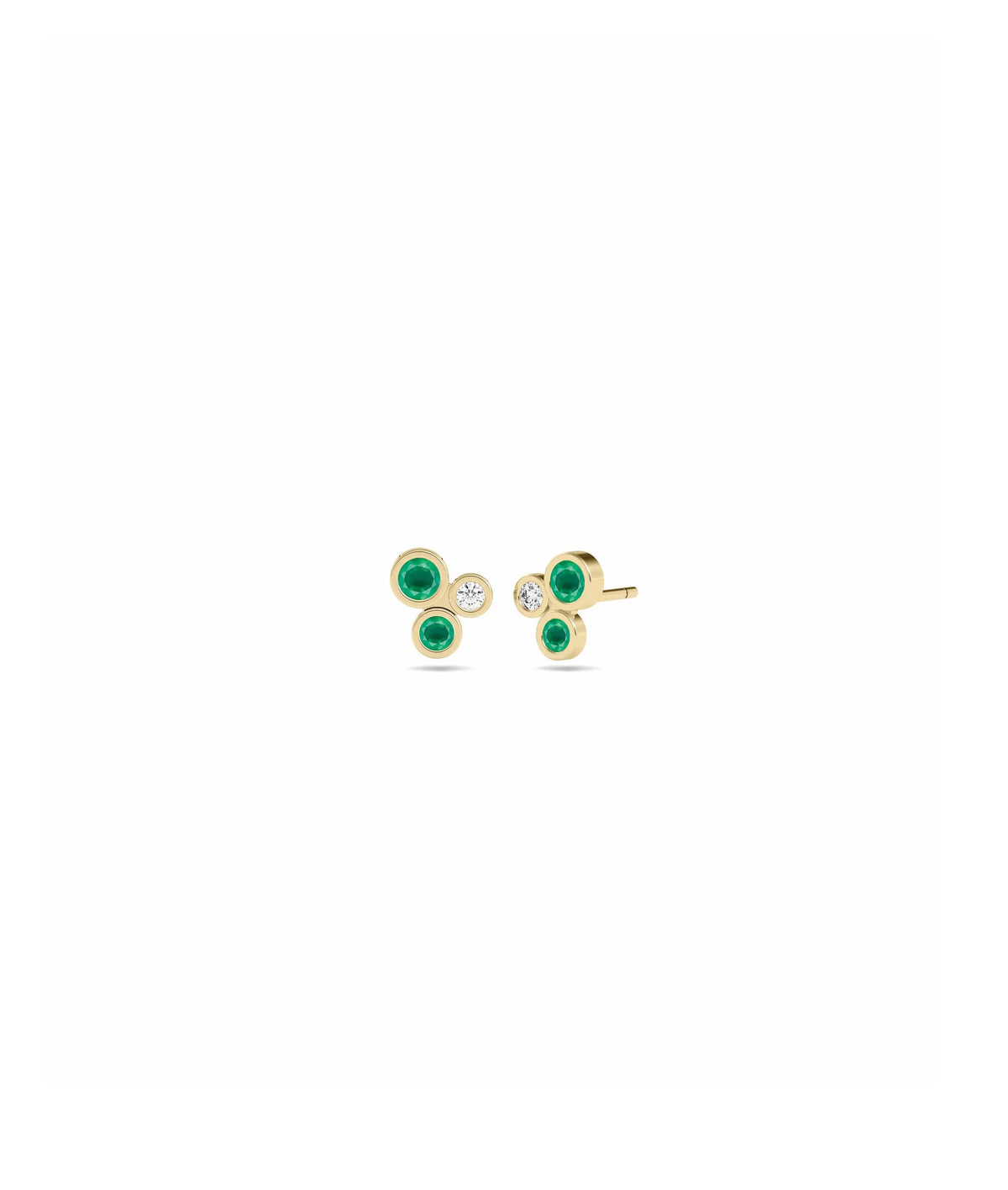 Birthstone and Diamond Cluster Stud Earring - 79e | Everyday 14K Gold Jewelry