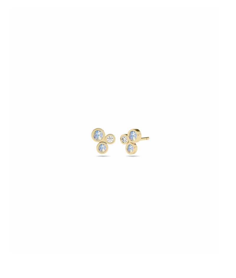 Birthstone and Diamond Cluster Stud Earring - 79e | Everyday 14K Gold Jewelry