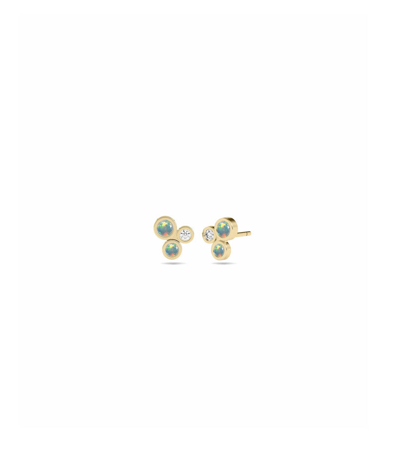 Birthstone and Diamond Cluster Stud Earring - 79e | Everyday 14K Gold Jewelry