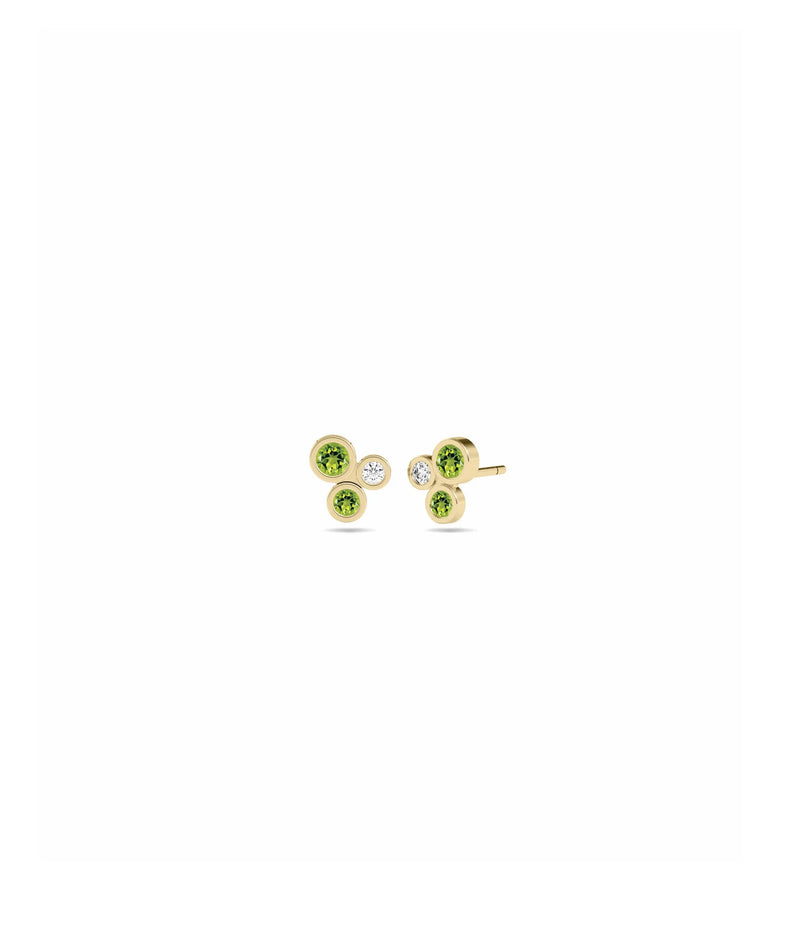 Birthstone and Diamond Cluster Stud Earring - 79e | Everyday 14K Gold Jewelry