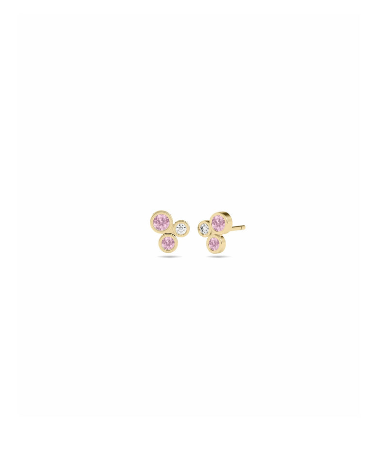 Birthstone and Diamond Cluster Stud Earring - 79e | Everyday 14K Gold Jewelry