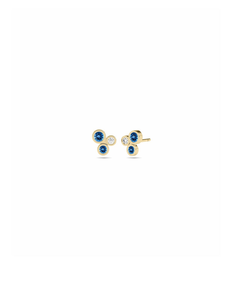Birthstone and Diamond Cluster Stud Earring - 79e | Everyday 14K Gold Jewelry