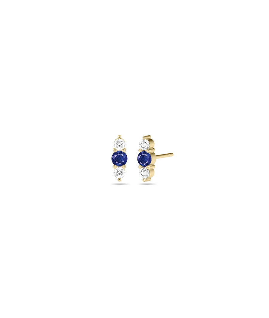 Birthstone and Diamond Stud Earrings - 79e | Everyday 14K Gold Jewelry