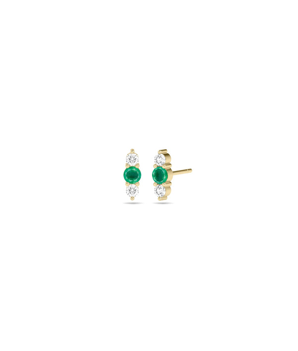 Birthstone and Diamond Stud Earrings - 79e | Everyday 14K Gold Jewelry alternate view