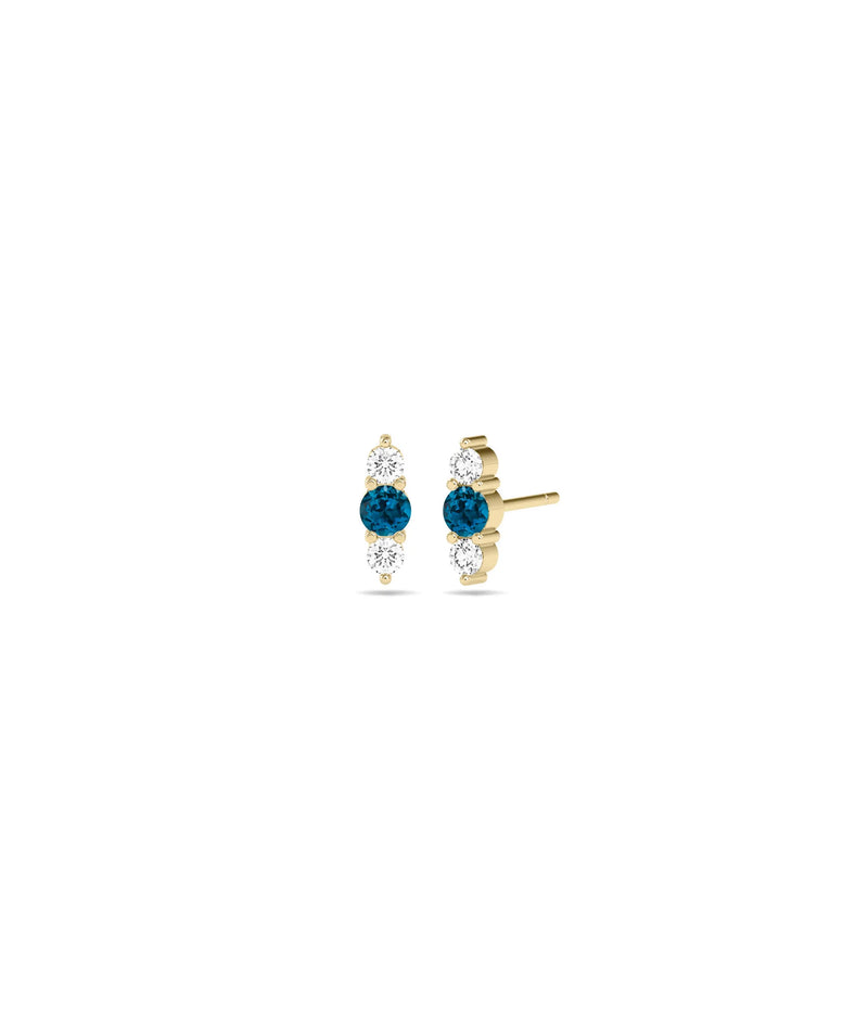 Birthstone and Diamond Stud Earrings - 79e | Everyday 14K Gold Jewelry