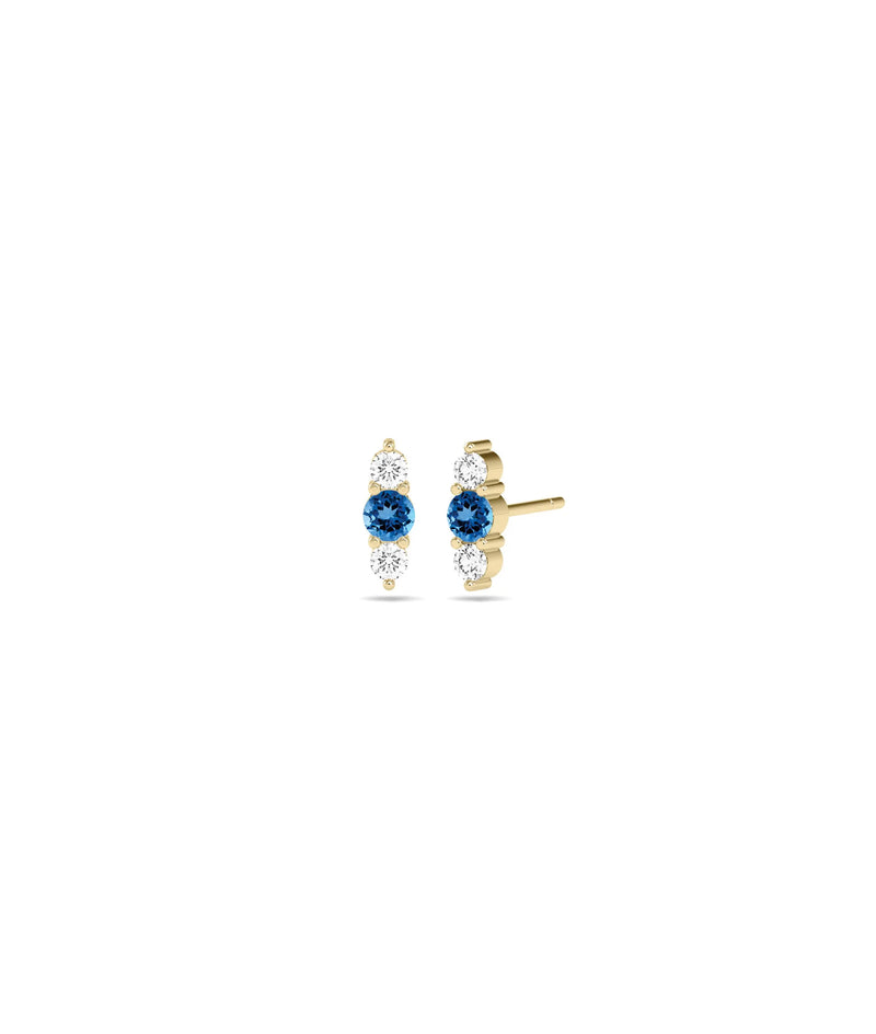 Birthstone and Diamond Stud Earrings - 79e | Everyday 14K Gold Jewelry