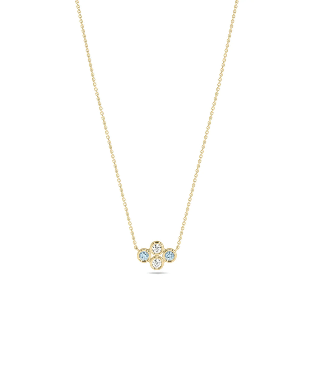 Birthstone and Diamond Clover Necklace - 79e | Everyday 14K Gold Jewelry