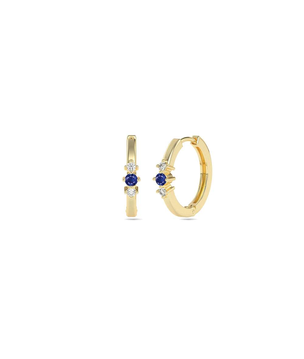 Birthstone and Diamond Hoop Earring - 79e | Everyday 14K Gold Jewelry